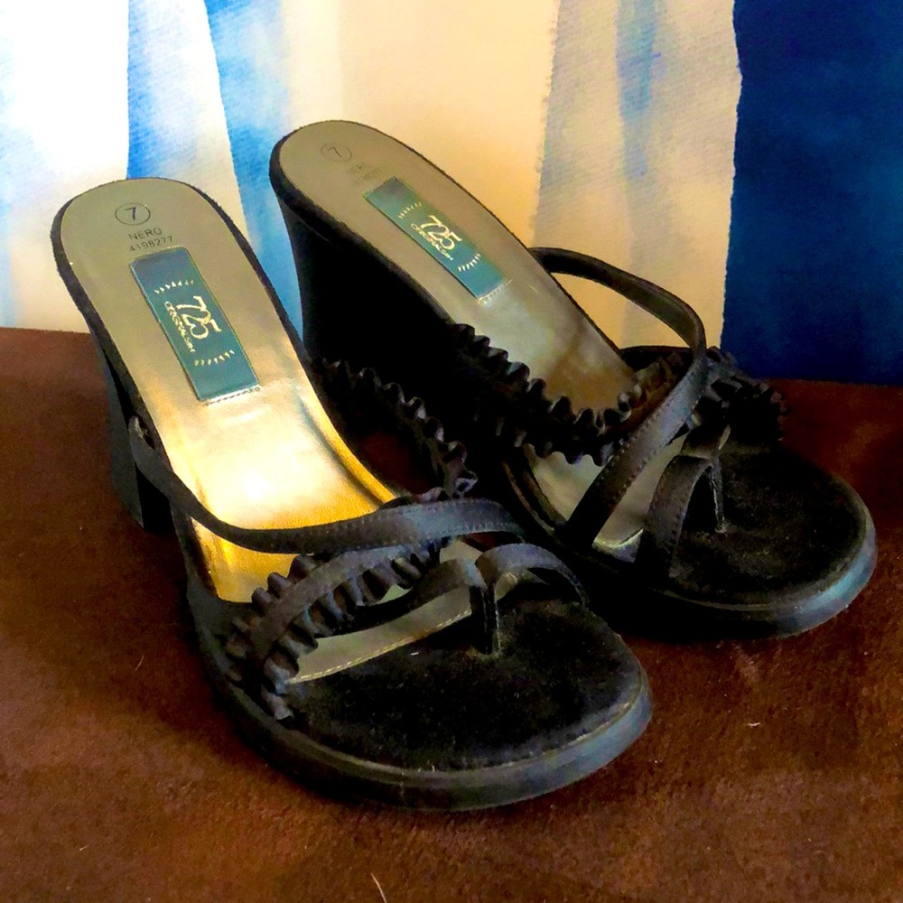 Black slide on sandals